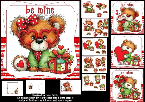 cup1415137_1209 - 6x6 Cute Teddy Valentine choice of four mini kit