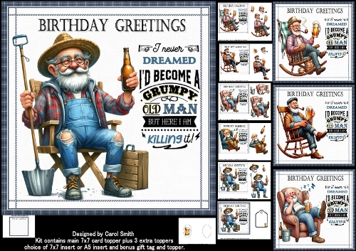 7x7 grumpy old man birthday choice of four mini kit