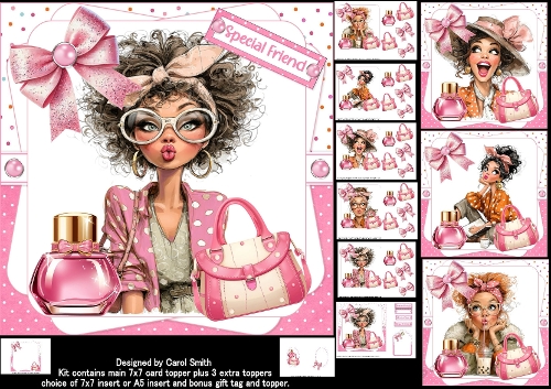 7x7 Quirky birthday girl choice of four mini kit