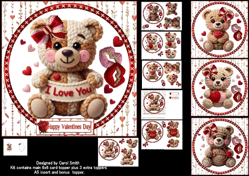6x6 Knitted with love Valentine choice of four mini kit