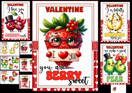 A5 Fun fruity Valentine choice of four mini kit