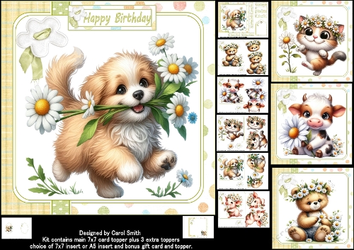 cup1419266_1209 - 7x7 Daisy animals birthday/mothers day choice of four mini kit