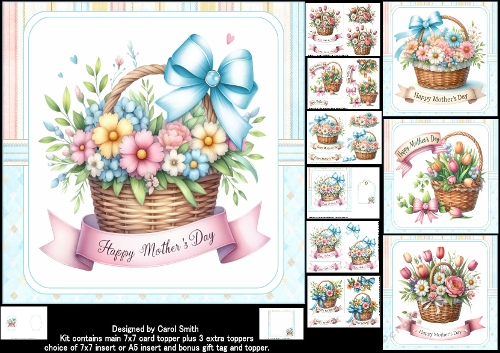 7x7 A Basket of flowers for mother choice of four mini kit