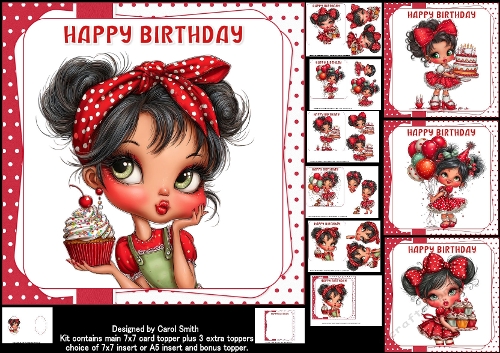 7x7 Birthday fun girl choice of four mini kit