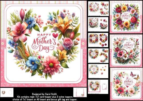 7x7 Mothers day floral wreath choice of four mini kit