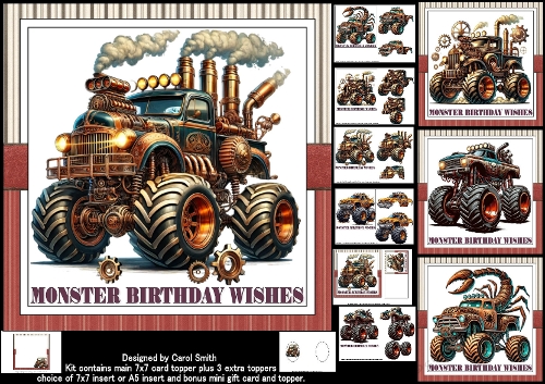cup1422514_1209 - 7x7 Monster truck birthday wishes choice of four mini kit