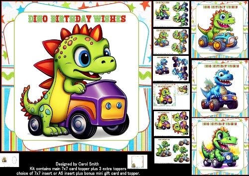 7x7 Dino birthday wishes choice of four mini kit