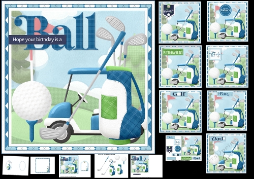 7x7 Golfing birthday/fathers day wishes mini kit