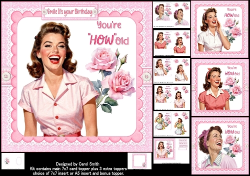 7x7 Fun Retro birthday wishes choice of four mini kit
