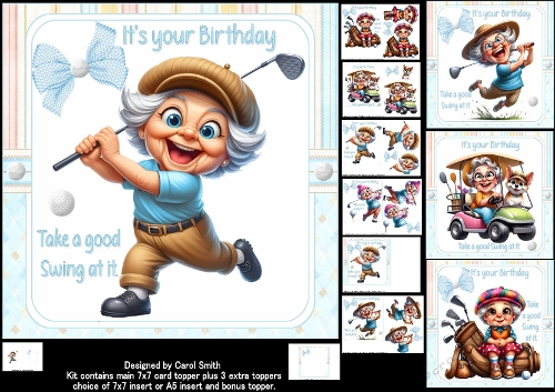 7x7 Grandma and her golf swing choice of four mini kit