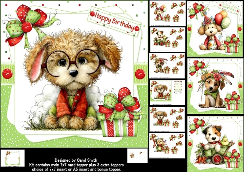 7x7 Spring doggy birthday wishes choice of four mini kit