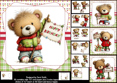 cup1427019_1209 - 7x7 Spring Teddy birthday wishes choice of four mini kit