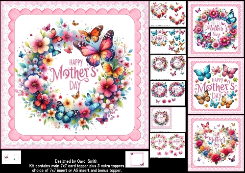 7x7 Mothers day butterflies and flowers choice of four mini kit