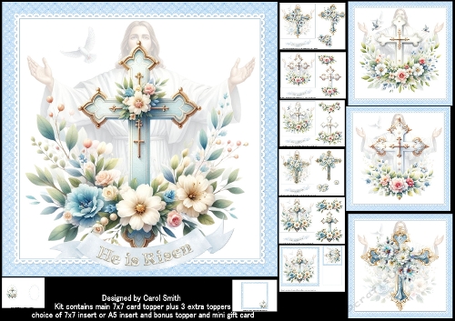 7x7 Easter cross he is risen choice of four mini kit