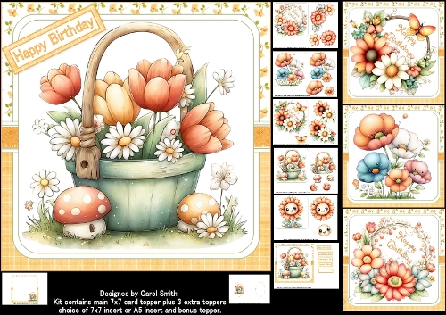 7x7 whimsical spring floral wishes 2 choice of four mini kit