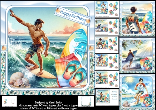 7x7 Born to surf choice of four mini kit