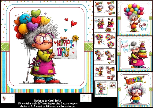 7x7 Quirky birthday wishes choice of four mini kit