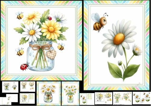 Spring daisies choice of four 7x7 & A5 mini kit