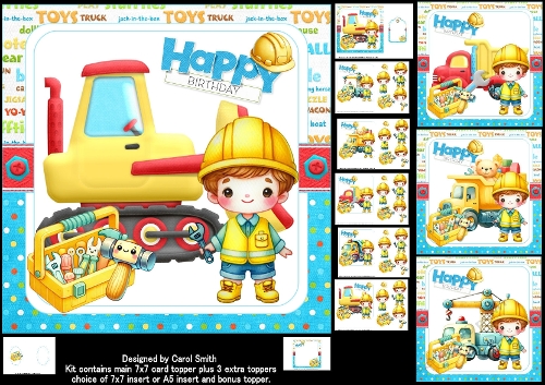 7x7 Construction boy birthday choice of four mini kit