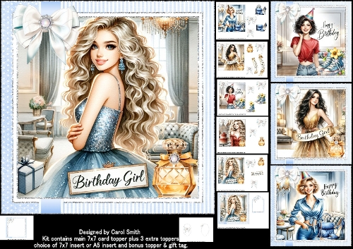 7x7 Birthday girl choice of four mini kit