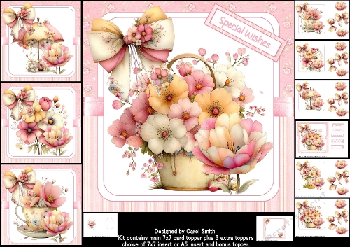 7x7 Spring flowers choice of four mini kit