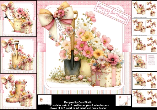 7x7 Spring gardener with flowers choice of four mini kit