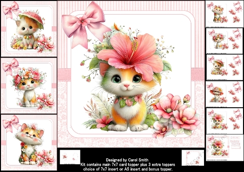 7x7 Whimsical cute kittens choice of four mini kit
