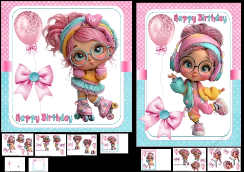 Cute little birthday girl 7x7 & A5 mini kit