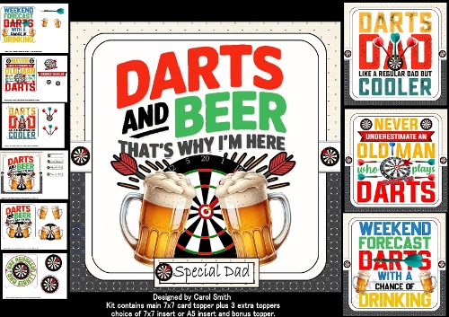 7x7 Dad is my name darts is my game choice of four mini kit