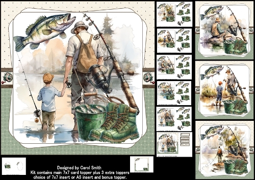 7x7 Dad is my name fishing is my game choice of four mini kit