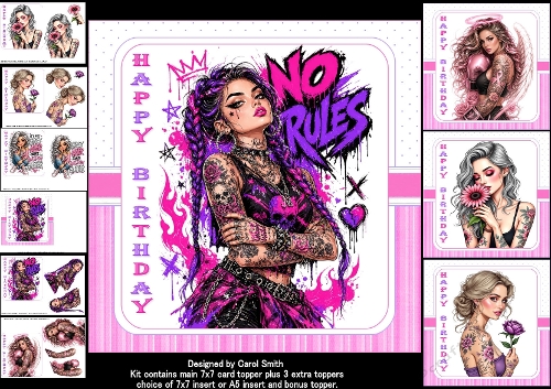 7x7 Beautiful tattooed lady choice of four mini kit