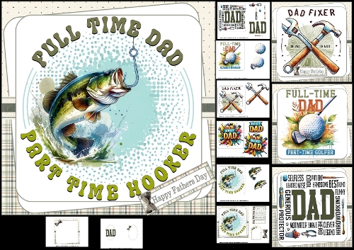 7x7 Fathers day fishing, golf, DIY choice of four mini kit