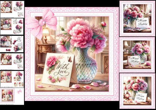 cup1449629_1209 - 7x7 Floral birthday wishes choice of four mini kit