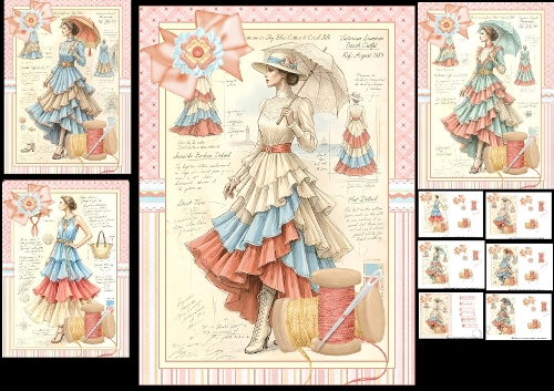A5 Victorian beach wear ephemera choice of four mini kit