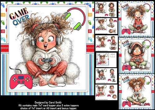 7x7 Quirky birthday girl gamer choice of four mini kit