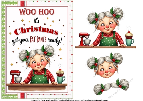 A5 Christmas fat pants decoupage sheet