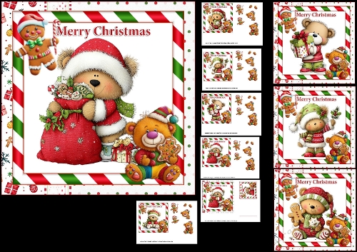 6x6 Teddy bear Christmas wishes choice of four mini kit