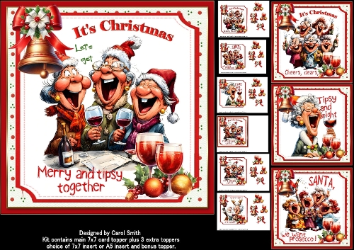 7x7 Christmas friends and wine choice of four mini kit