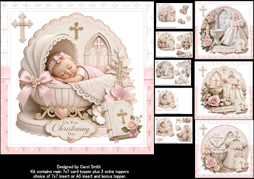 7x7 Sweet baby girl christening choice of four mini kit