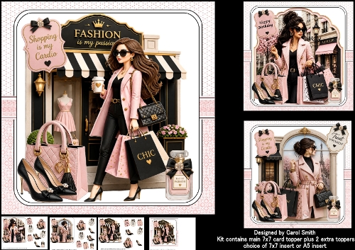 7x7 Shopaholic birthday wishes choice of three mini kit