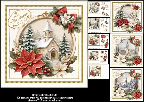 7x7 The Christmas church scene choice of four mini kit