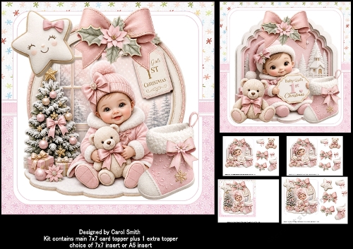 7x7 baby girls first Christmas choice of two mini kit