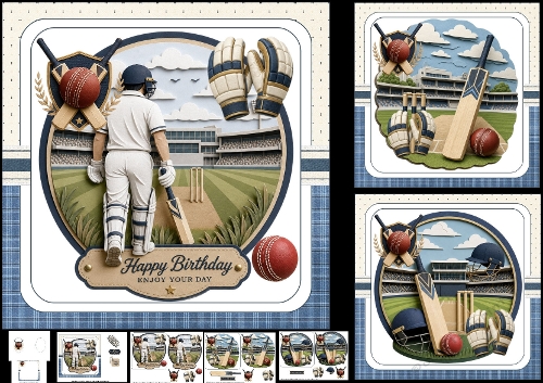 7x7 Cricket birthday wishes choice of three mini kit