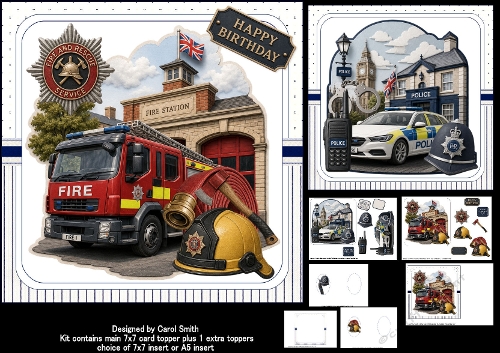 7x7 Fire police birthday wishes choice of two