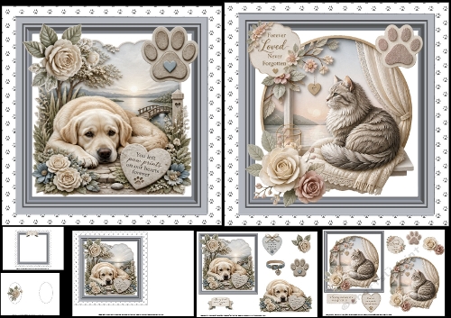 7x7 Deepest sympathy dog and cat mini kit