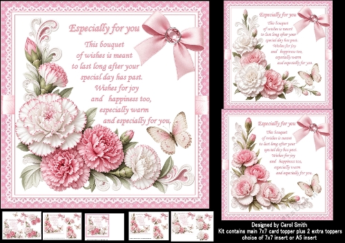 7x7 A bouquet of carnations choice of three mini kit