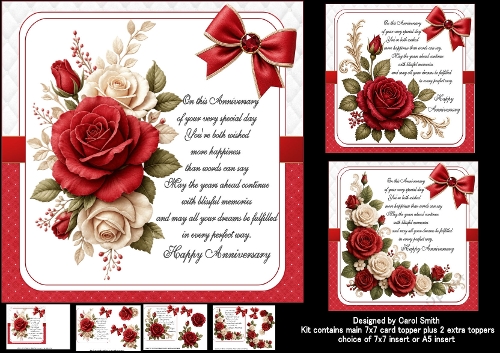 7x7 Red roses anniversary wishes choice of three mini kit