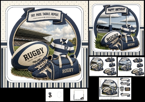 7x7 Rugby birthday wishes choice of two mini kit