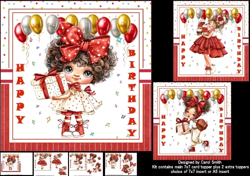7x7 Quirky young girl birthday wishes choice of three mini kit
