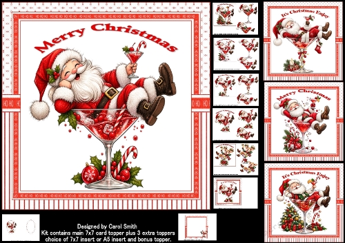 7x7 Christmas cocktail fun Santa choice of four mini kit